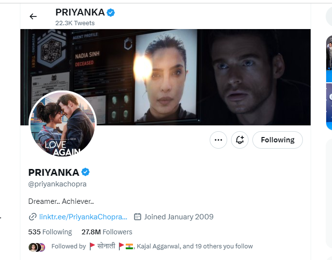 priyanka chopra Twitter blue badge- The Movie Critique