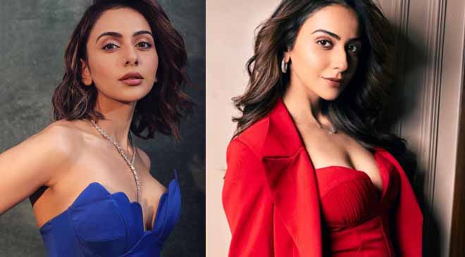 " But first Leme bring my glam on " Actress Rakul Preet Singh goes bold in Red Depp Neck Dress, Photos went viral on social media.